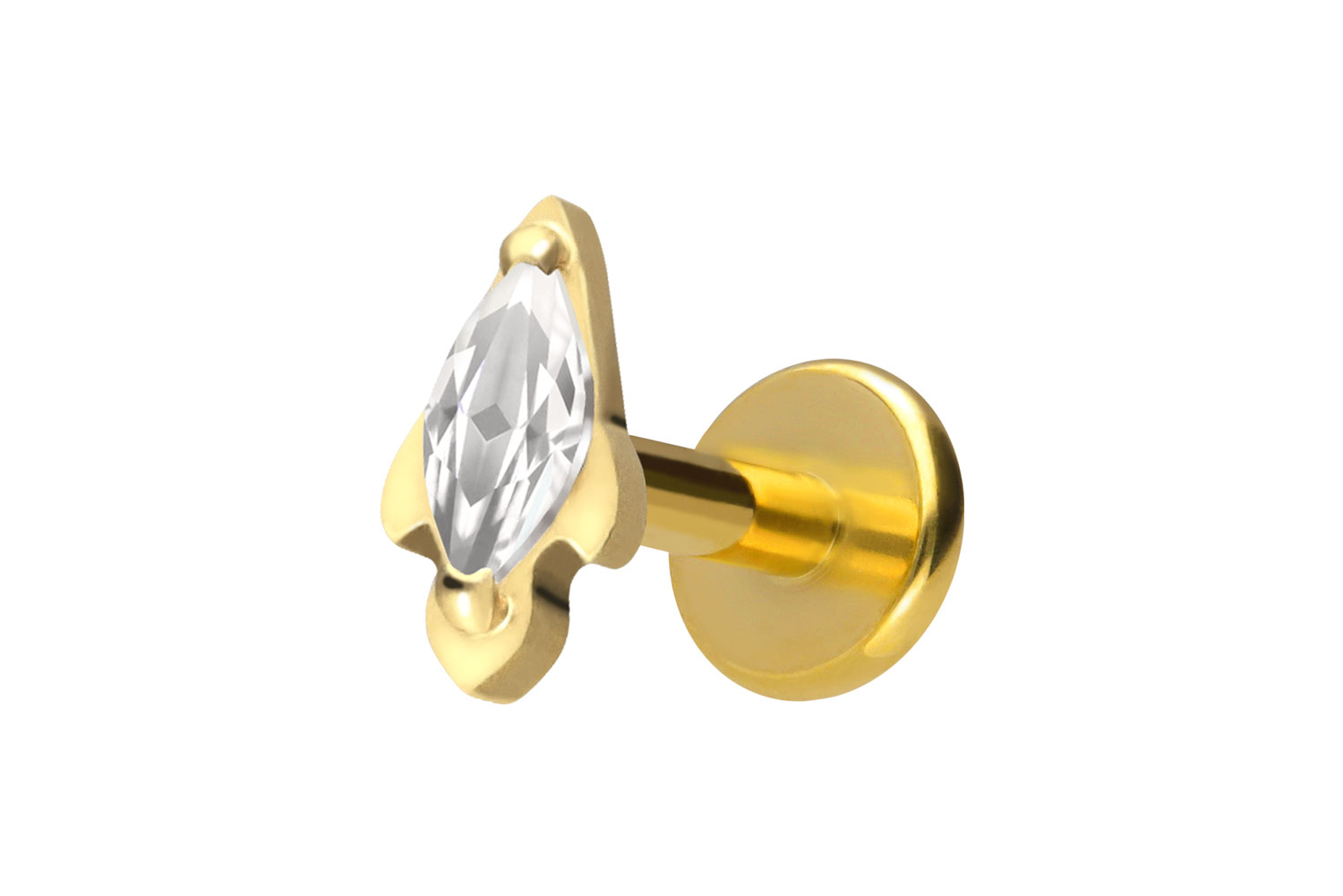 Titan Labret Piercing mit Innengewinde KRISTALLRAKETE